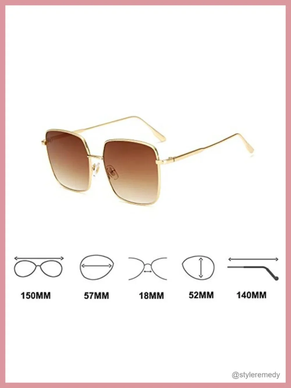 Oversized Square Sunglasses for Women UV400 Protection Metal Frame